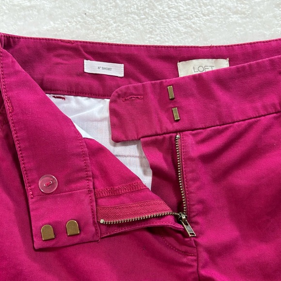 LOFT Vibrant Pink 100% Cotton Zippered Women's Bermuda Shorts Size 4 - Picture 5 of 7
